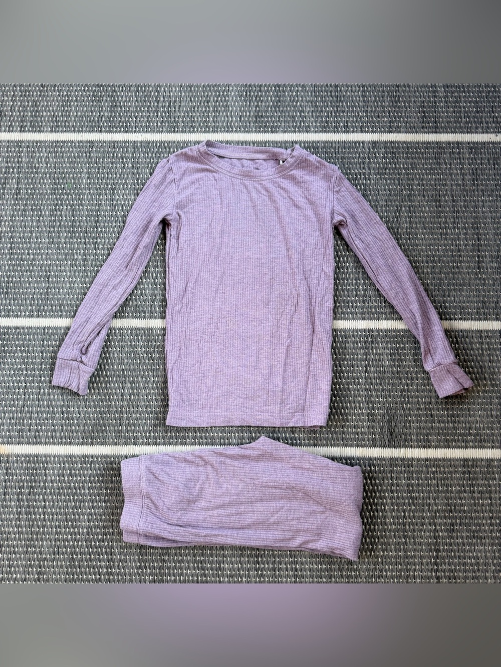 Little Sleepies Heather Smokey Lavender Ribbed Bamboo Two Piece Pajama Set